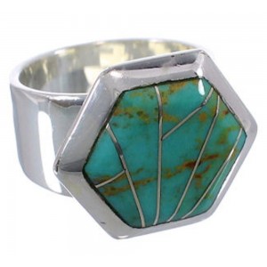Turquoise Genuine Sterling Silver Heavy Ring Size 4-3/4 EX40526