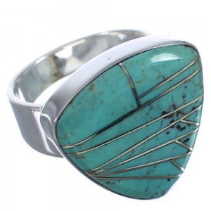 Southwest Turquoise Well-Built Sterling Silver Ring Size 5-3/4 PX40393