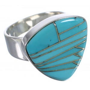 Turquoise Inlay Southwestern Jewelry Sturdy Ring Size 5-1/2 PX40411