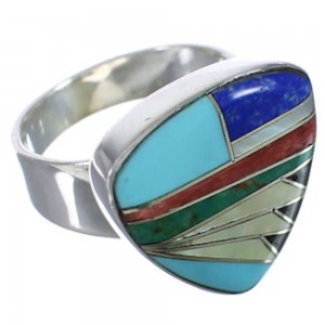 Multicolor Southwestern Jewelry Sturdy Silver Ring Size 5-3/4 PX40482