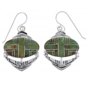 Genuine Sterling Silver Turquoise Inlay Hook Dangle Earrings PX32778