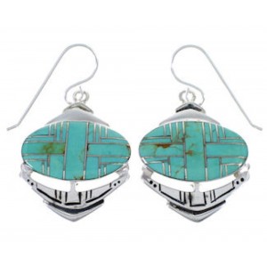 Silver Turquoise Jewelry Hook Dangle Earrings PX32784