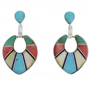 Southwest Multicolor And Sterling Silver Earrings EX31513