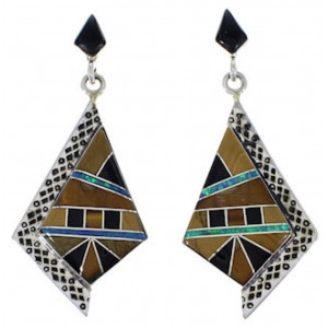 Tiger Eye And Multicolor Southwest Silver Earrings EX31540