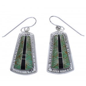 Southwest Turquoise Jet Inlay Silver Earrings FX31441