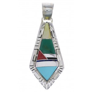 Turquoise And Multicolor Inlay Sterling Silver Pendant EX28957