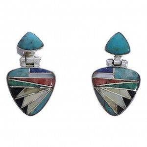 Multicolor Inlay And Sterling Silver Earrings EX31607