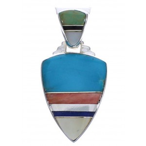 Southwest Sterling Silver Multicolor Inlay Pendant EX30538