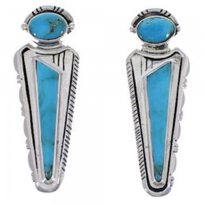 Turquoise And Genuine Sterling Silver Post Earrings Jewelry EX28748