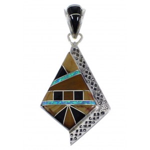 Tiger Eye And Multicolor Sterling Silver Southwest Pendant EX28822