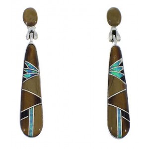 Southwest Multicolor Inlay And Silver Earrings EX31699
