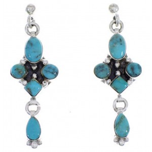 Silver Southwest Turquoise Post Dangle Earrings FX30839