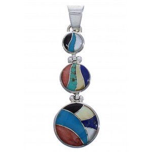 Multicolor Inlay Substantial Silver Jewelry Pendant PX29331