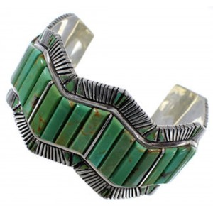 Turquoise Genuine Sterling Silver Southwest Cuff Bracelet EX29368