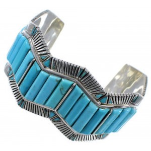 Genuine Sterling Silver Turquoise Southwest Cuff Bracelet EX29371