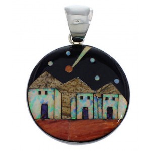 Silver Native American Design Multicolor Jewelry Pendant PX29741