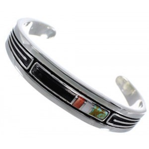 Southwest Sterling Silver Multicolor Cuff Bracelet TX40454