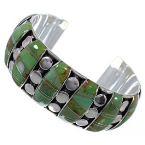 Genuine Sterling Silver Turquoise Well-Built Cuff Bracelet TX40592