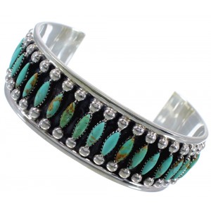 Silver Turquoise Needlepoint Southwest Cuff Bracelet Jewelry CX47691