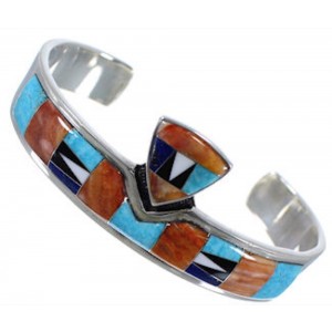 Turquoise And Multicolor Inlay Silver Cuff Bracelet Jewelry NS33252 