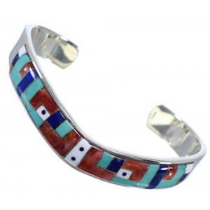 Turquoise Multicolor Inlay Sterling Silver Cuff Bracelet NS33808