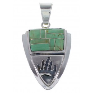 Southwestern Hand Turquoise Silver Pendant AX49351