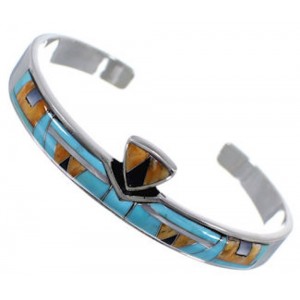 Mother of Pearl Multicolor Inlay Sterling Silver Cuff Bracelet NS40448