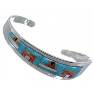Multicolor Jewelry Sterling Silver Southwest Cuff Bracelet EX30398