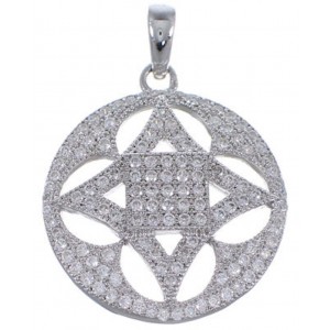 Cubic Zirconia Sterling Silver Gemstone Jewelry Pendant NS55990