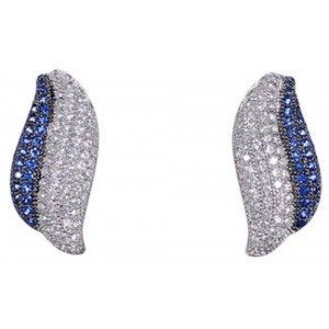 Blue And White Cubic Zirconia Post Earrings AS55253