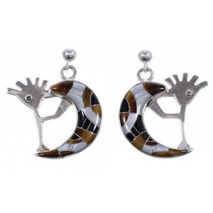 Whiterock Silver Tiger Eye Multicolor Kokopelli Earrings RS36132