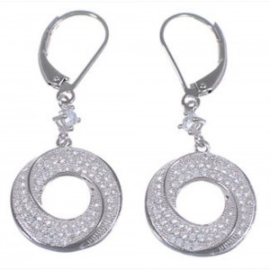 Cubic Zirconia Authentic Sterling Silver Hook Dangle Earrings DS55251