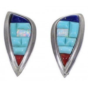 Turquoise Multicolor Jewelry Sterling Silver Post Earrings HS28093