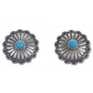 Genuine Sterling Silver Concho Turquoise Earrings TE1052