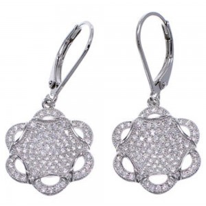 Sterling Silver Cubic Zirconia Hook Dangle Earrings Jewelry AS55302
