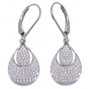 Cubic Zirconia And Sterling Silver Hook Dangle Earrings DS55252