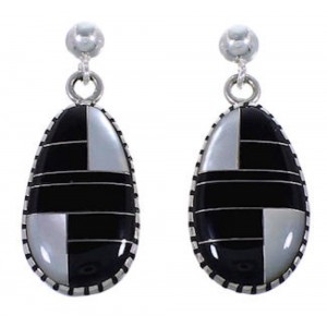 Sterling Silver Black Jade Mother Of Pearl Earrings Jewelry RS42650 