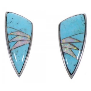 Sterling Silver Turquoise and Opal Jewelry Post Earrings RS32361 