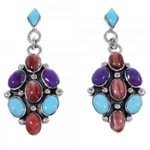 Sterling Silver Jewelry Turquoise Multicolor Post Earrings HS33416