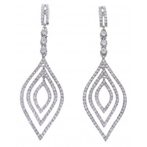 Sterling Silver Cubic Zirconia Jewelry Post Dangle Earrings DS55183