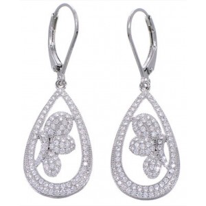 Cubic Zirconia Sterling Silver Post Dangle Earrings Jewelry AS55301