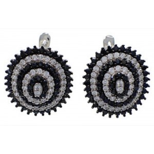 Sterling Silver Black And White Cubic Zirconia Post Earrings AS55260