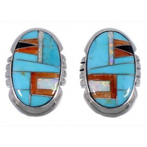 Sterling Silver Jewelry Turquoise Multicolor Post Earrings DS39372