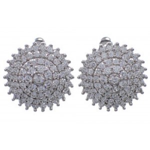 Cubic Zirconia Genuine Sterling Silver Post Earrings Jewelry AS55294