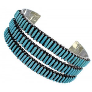 Southwest Turquoise Needlepoint Sterling Silver Bracelet VX37415