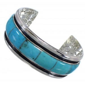Turquoise Inlay Sterling Silver Cuff Bracelet EX41609