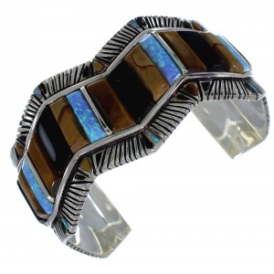 Multicolor Southwest Authentic Sterling Silver Cuff Bracelet CX49723