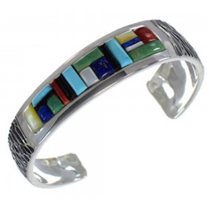 Multicolor Inlay Sterling Silver Cuff Bracelet Jewelry PX38944
