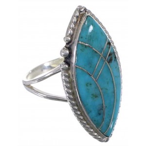 Turquoise Inlay Sterling Silver Southwest Ring Size 4-3/4 UX33977