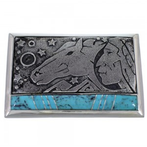 Southwest Sterling Silver Turquoise Belt Buckle YS59884